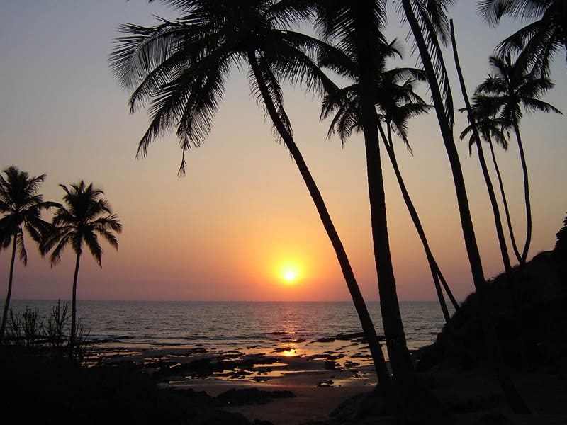 India, tramonto in Kerala.