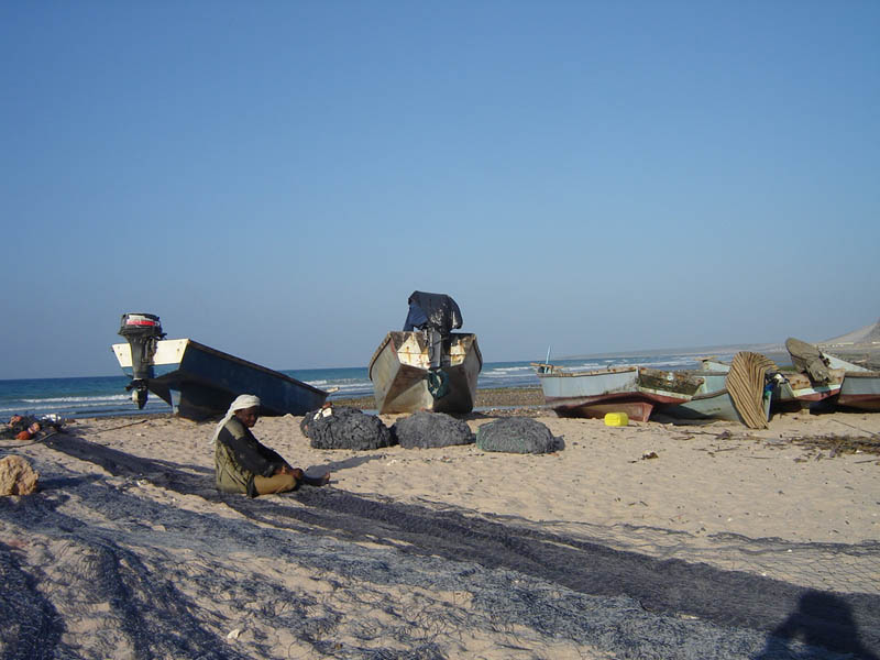 Reti da pesca sulla spiaggia